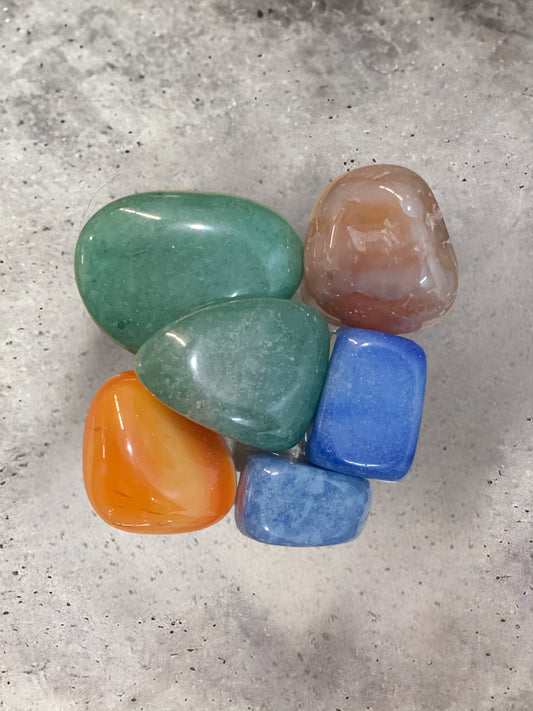 various assorted color tumbled agate stones