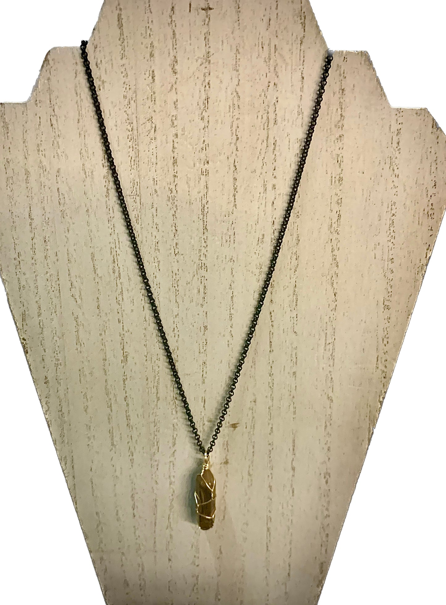 Gold Wire Wrapped Crystal Point Necklaces