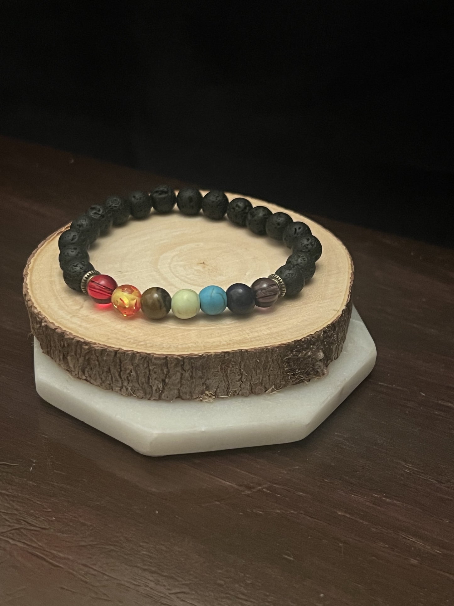 Seven Chakra Lava Stone Bracelet