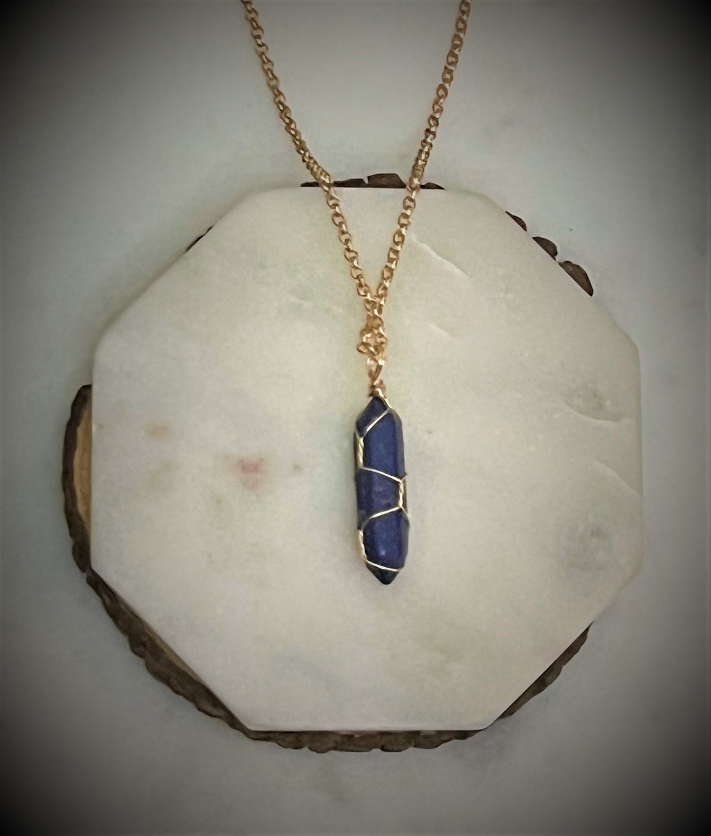 Gold Wire Wrapped Crystal Point Necklaces