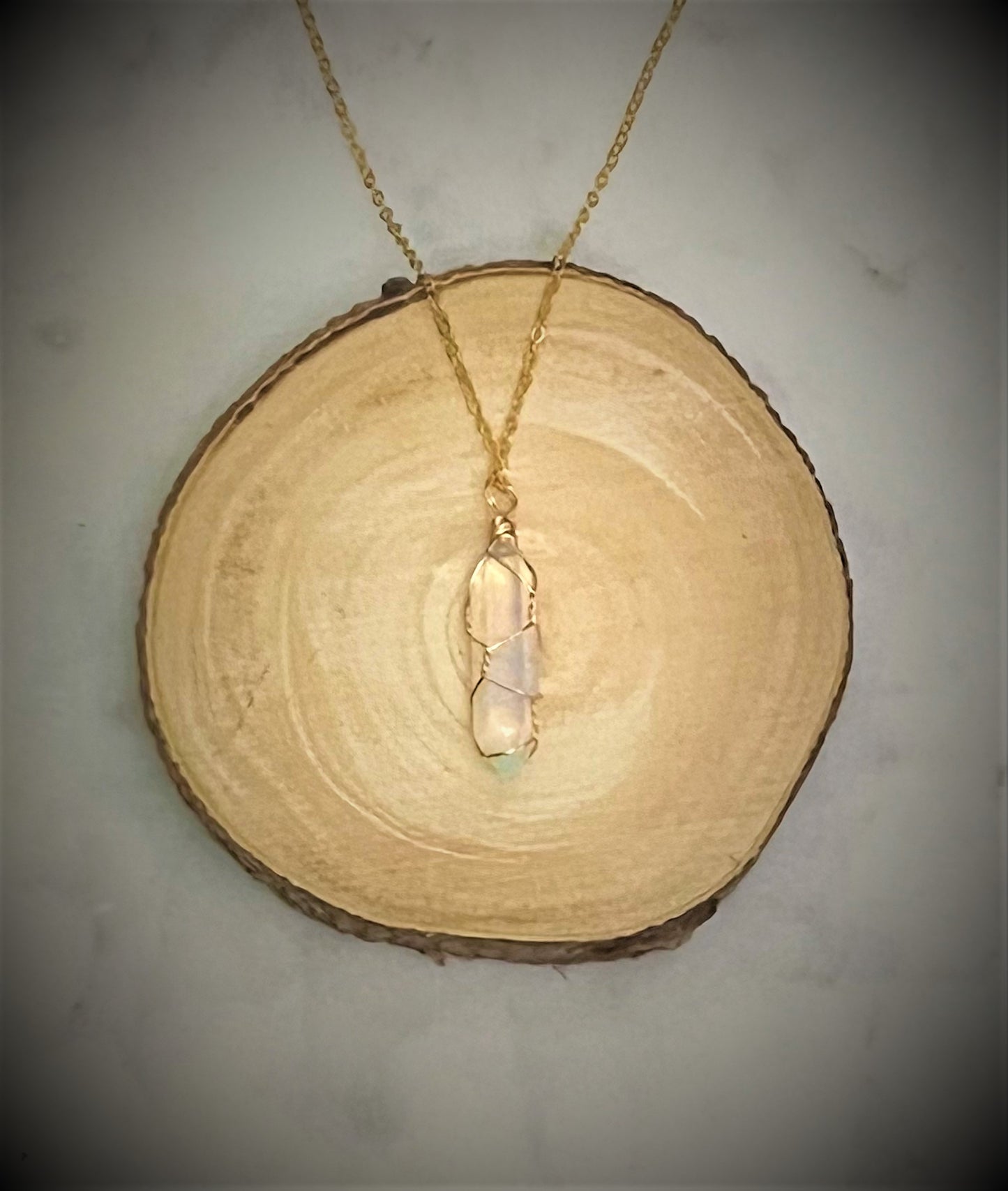 Gold Wire Wrapped Crystal Point Necklaces