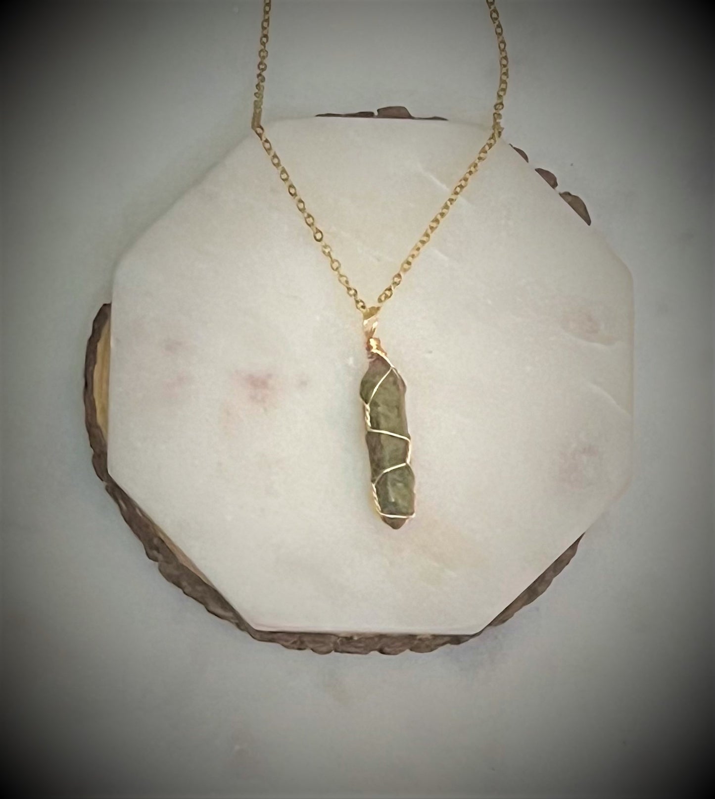 Gold Wire Wrapped Crystal Point Necklaces