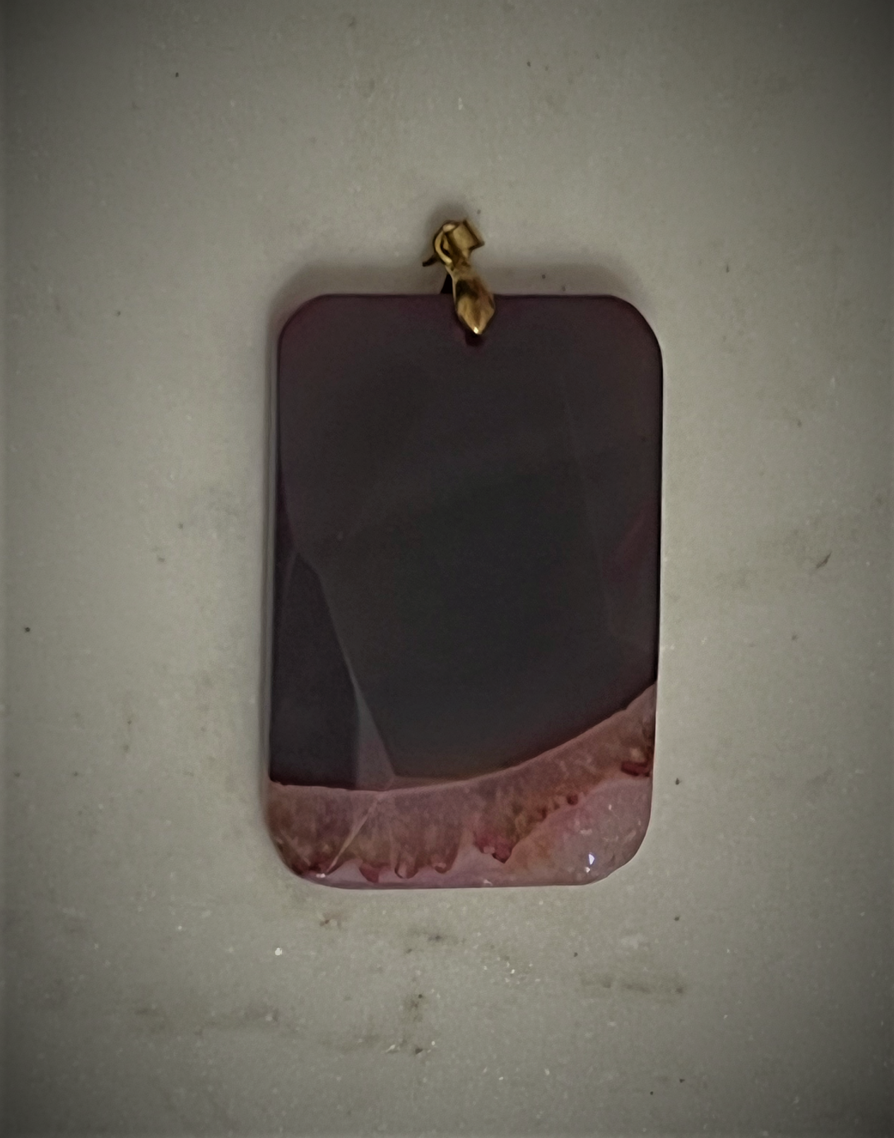 Pink & Gray Agate Pendant Necklace