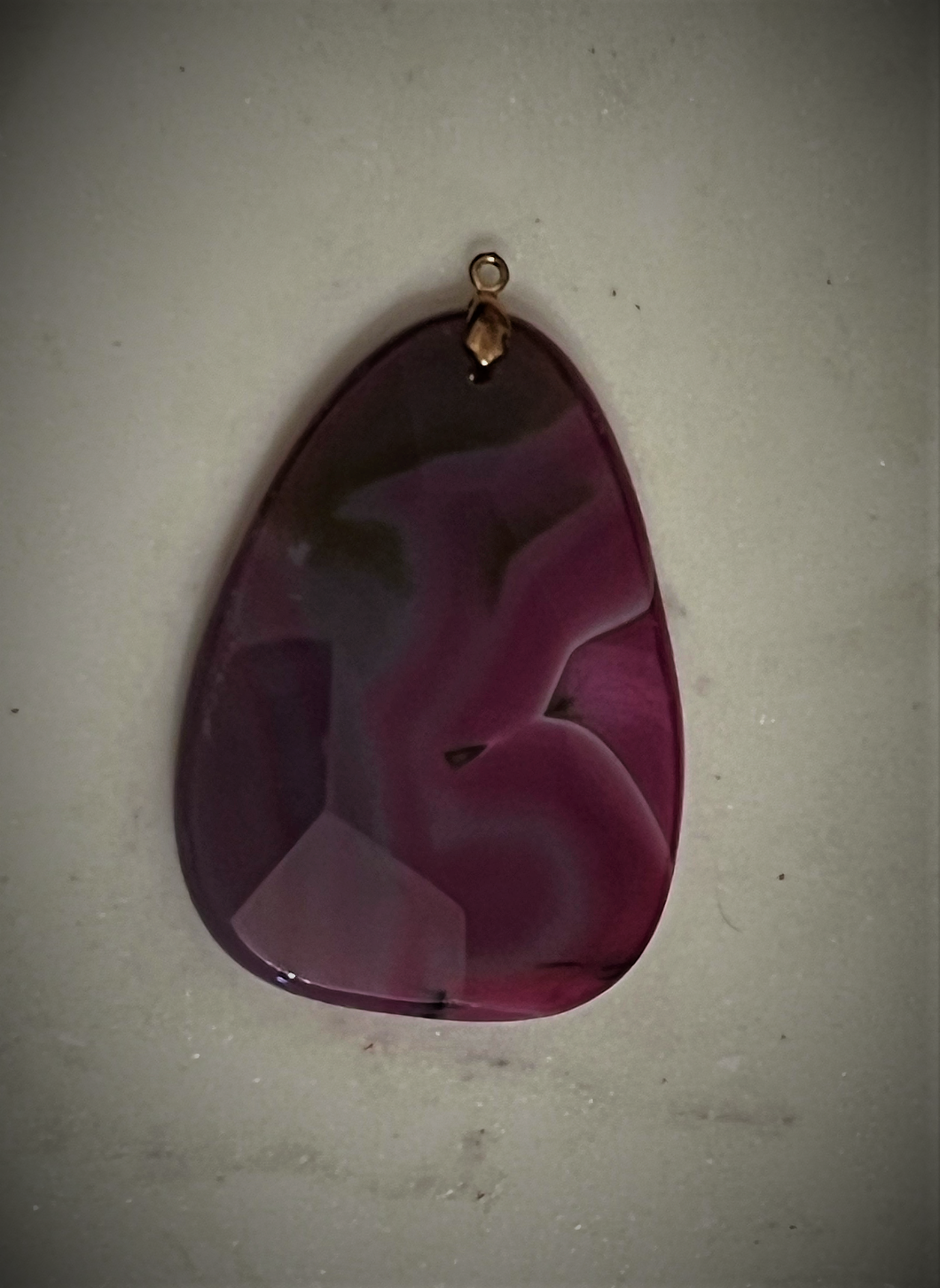 Teardrop Pink & Gray Agate Pendant Necklace