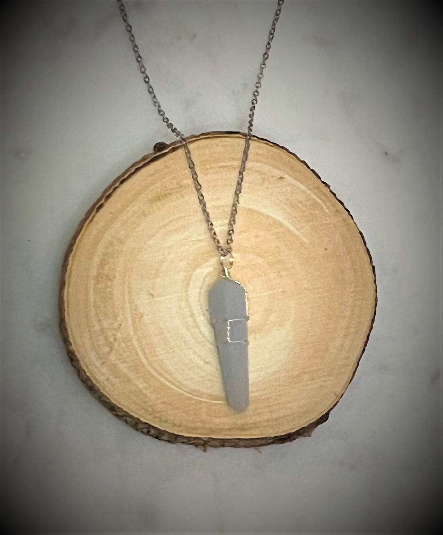 Silver Wire Wrapped Crystal Point Necklaces