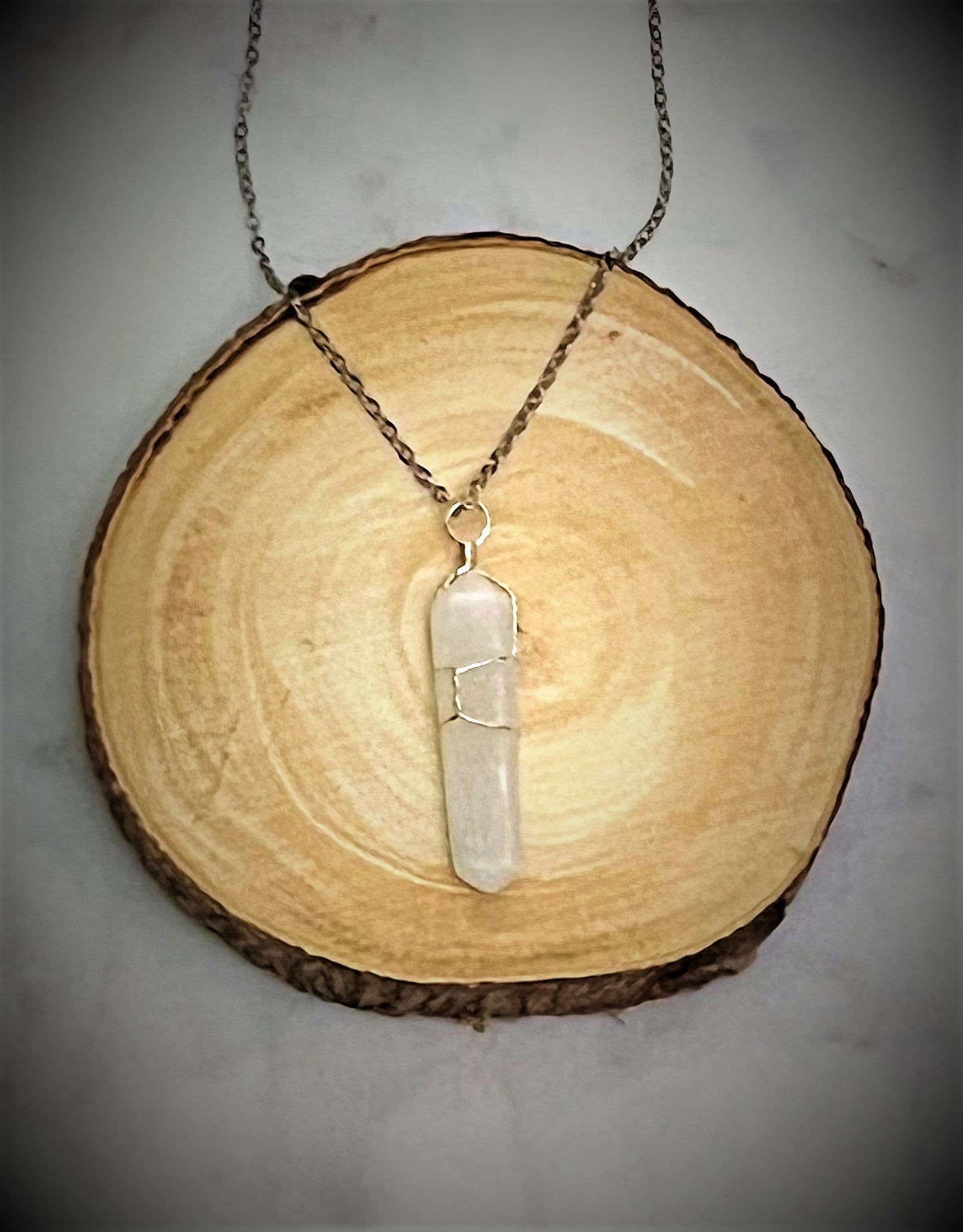 Silver Wire Wrapped Crystal Point Necklaces